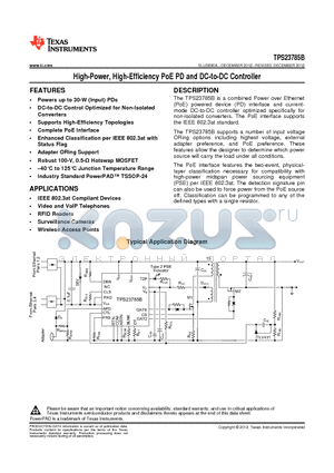 TPS23785BPWPR datasheet - High-Power, High-Efficiency PoE PD and DC-to-DC Controller