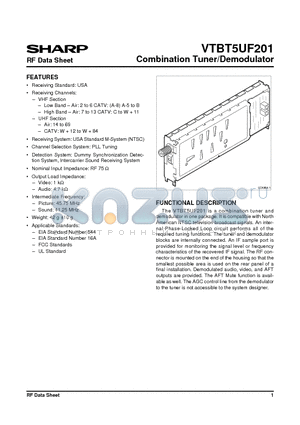 VTBT5UF201 datasheet - RF Data Sheet Combination Tuner/Demodulator