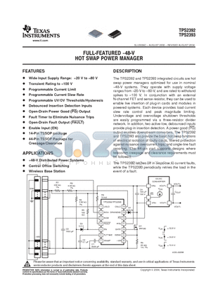 TPS2393DBT datasheet - FULL-FEATURED -48-V HOT SWAP POWER MANAGER