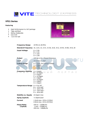 VTC1 datasheet - High Performance in a 5x7 package