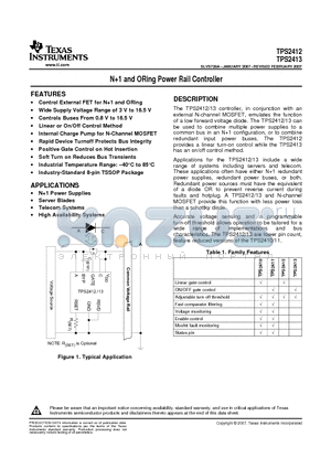 TPS2413PW datasheet - N1 and ORing Power Rail Controller