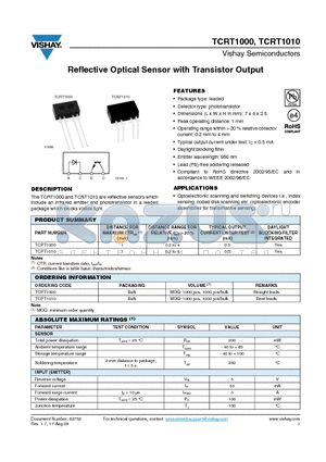 TCRT1000_09 datasheet - Reflective Optical Sensor with Transistor Output