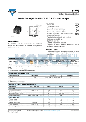 TCRT1000 datasheet - Reflective Optical Sensor with Transistor Output