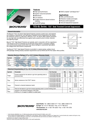 TCS-DL004-250-WH datasheet - TCS Dual Transient Current Suppressors