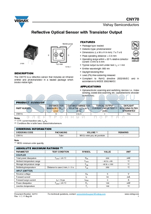 TCRT5000L datasheet - Reflective Optical Sensor with Transistor Output
