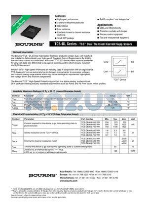 TCS-DL004-750-WH datasheet - TCS Dual Transient Current Suppressors