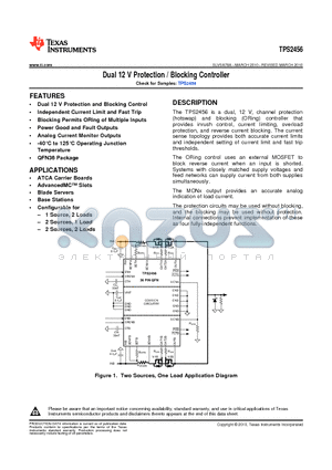TPS2456RHHT datasheet - Dual 12 V Protection / Blocking Controller