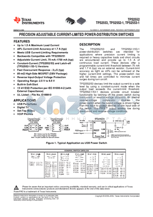 TPS2552 datasheet - PRECISION ADJUSTABLE CURRENT-LIMITED POWER-DISTRIBUTION SWITCHES
