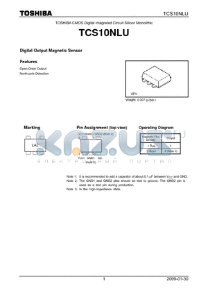 TCS10NLU datasheet - Digital Output Magnetic Sensor