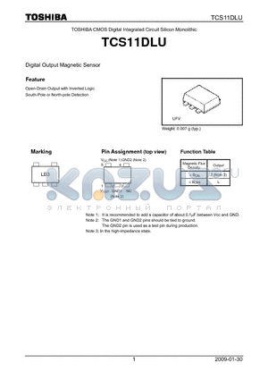 TCS11DLU datasheet - Digital Output Magnetic Sensor