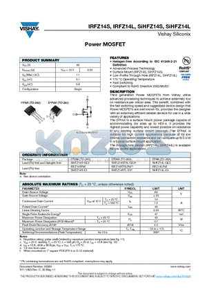 SIHFZ14S-GE3 datasheet - Power MOSFET