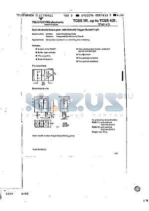 TCSS311 datasheet - Optoelectronic Interrupter with Schmitt-Trigger Output Logic