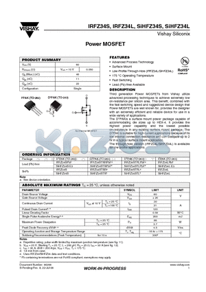 SIHFZ34S-E3 datasheet - Power MOSFET
