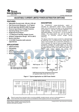 TPS2551 datasheet - ADJUSTABLE CURRENT-LIMITED POWER-DISTRIBUTION SWITCHES