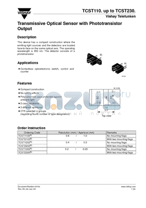 TCST2103 datasheet - Transmissive Optical Sensor with Phototransistor Output