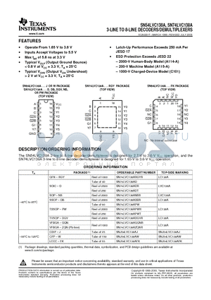 SNJ54LVC138AFK datasheet - 3-LINE TO 8-LINE DECODERS/DEMULTIPLEXERS