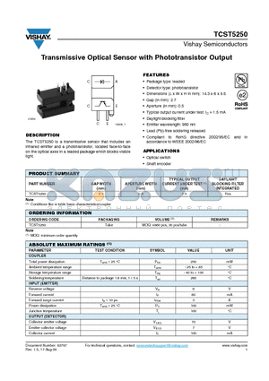 TCST5250_09 datasheet - Transmissive Optical Sensor with Phototransistor Output
