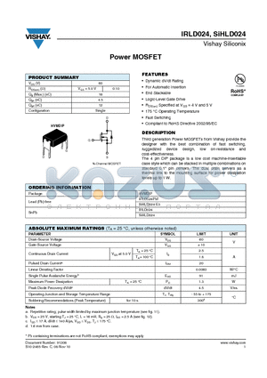 SIHLD024-E3 datasheet - Power MOSFET