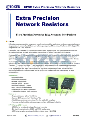 UPSC53KBC9P datasheet - UPSC Extra Precision Network Resistors