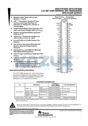 SNJ54LVTH16500WD datasheet - 3.3-V ABT 18-BIT UNIVERSAL BUS TRANSCEIVERS WITH 3-STATE OUTPUTS