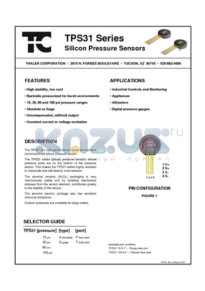 TPS31 datasheet - Silicon Pressure Sensors