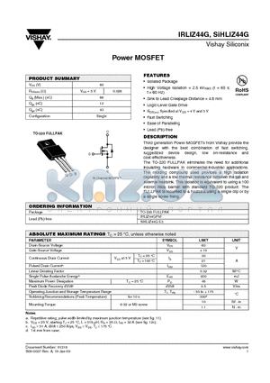 SIHLIZ44G datasheet - Power MOSFET