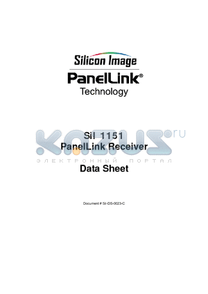 SII1151 datasheet - PanelLink Receiver