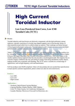 TCTC1305IR-330-J datasheet - TCTC High Current Toroidal Inductors