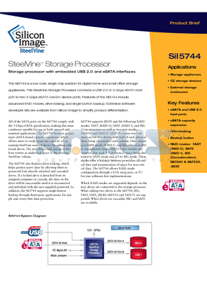 SII5744 datasheet - SteelVine Storage Processor