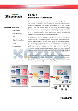 SII9030 datasheet - PanelLink Transmitter