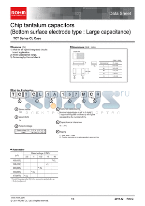 TCTCL0G337MCR datasheet - Chip tantalum capacitors(Bottom surface electrode type : Large capacitance)