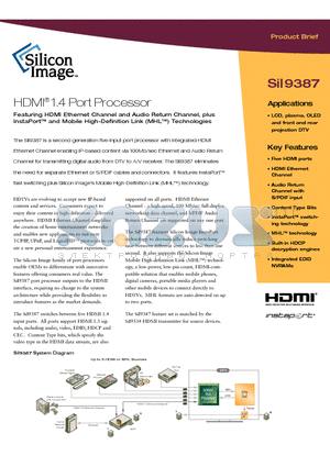 SII9387 datasheet - HDMI 1.4 Port Processor