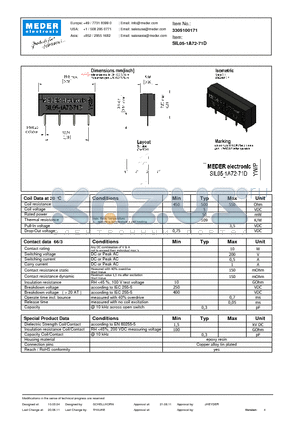 SIL05-1A72-71D datasheet - SIL Reed Relay