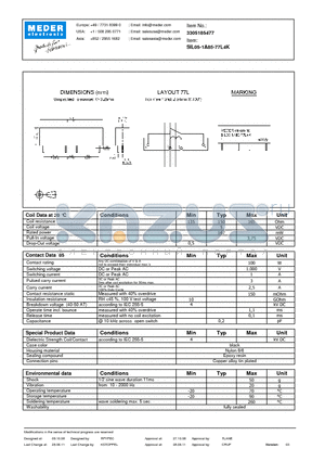 SIL05-1A85-77L4K datasheet - SIL Reed Relay