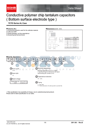 TCTOAL0E105M8R datasheet - Conductive polymer chip tantalum capacitors ( Bottom surface electrode type )