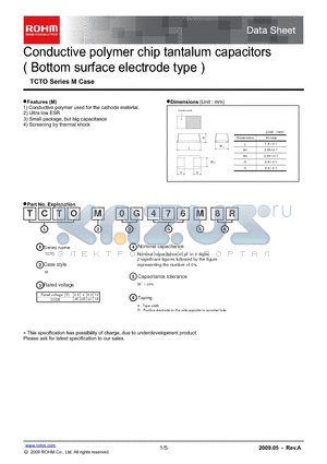 TCTOM0G225M8R datasheet - Conductive polymer chip tantalum capacitors ( Bottom surface electrode type )