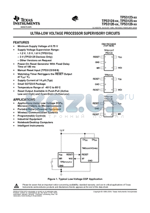 TPS3126 datasheet - ULTRA-LOW VOLTAGE PROCESSOR SUPERVISORY CIRCUITS