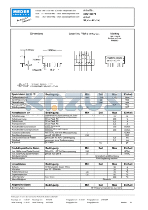 SIL12-1A72-74L_DE datasheet - (deutsch) SIL Reed Relay