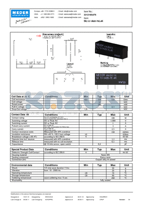 SIL12-1A85-76L4K datasheet - SIL Reed Relay