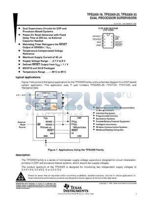 TPS3305-33DGN datasheet - DUAL PROCESSOR SUPERVISORS