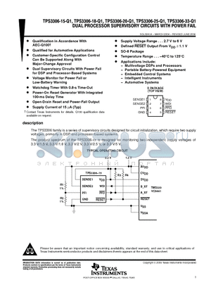 TPS3306-33-Q1 datasheet - DUAL PROCESSOR SUPERVISORY CIRCUITS WITH POWER FAIL