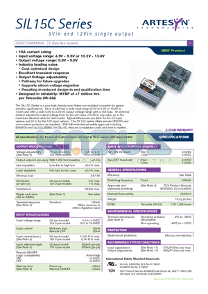 SIL15C-12SADJV datasheet - 5Vin and 12Vin single output