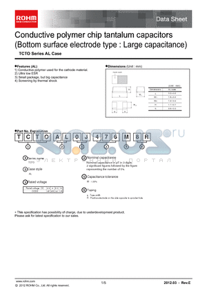 TCTO_AL_12 datasheet - Conductive polymer chip tantalum capacitors(Bottom surface electrode type : Large capacitance)