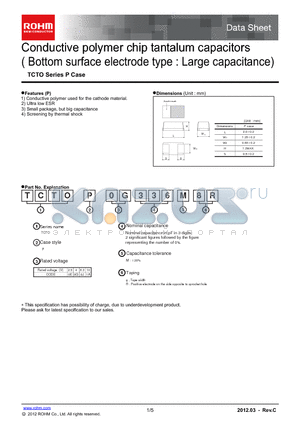 TCTO_P_12 datasheet - Conductive polymer chip tantalum capacitors( Bottom surface electrode type : Large capacitance)