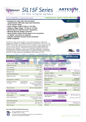 SIL15F-12S1V0-VJ datasheet - DC-DC CONVERTERS Typhoon Non-isolated