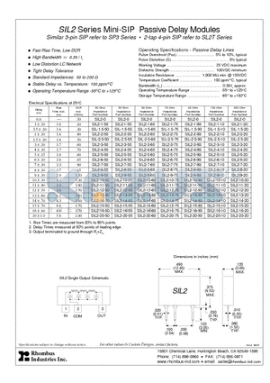 SIL2-1-10 datasheet - SIL2 Series Mini-SIP Passive Delay Modules