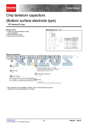 TCTPL0E105M8R datasheet - Chip tantalum capacitors (Bottom surface electrode type)