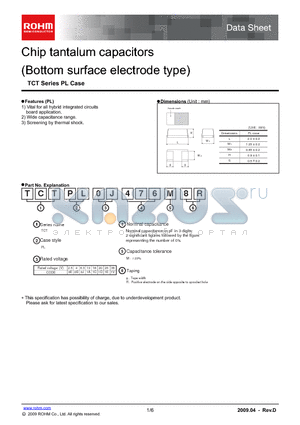 TCTPL0E227M8R datasheet - Chip tantalum capacitors (Bottom surface electrode type)
