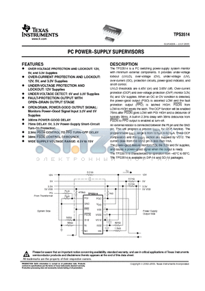 TPS3514D datasheet - PC POWER-SUPPLY SUPERVISORS
