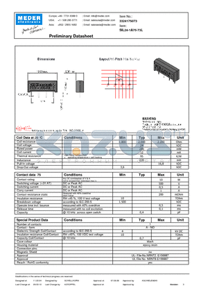 SIL24-1A75-73L datasheet - SIL Reed Relay